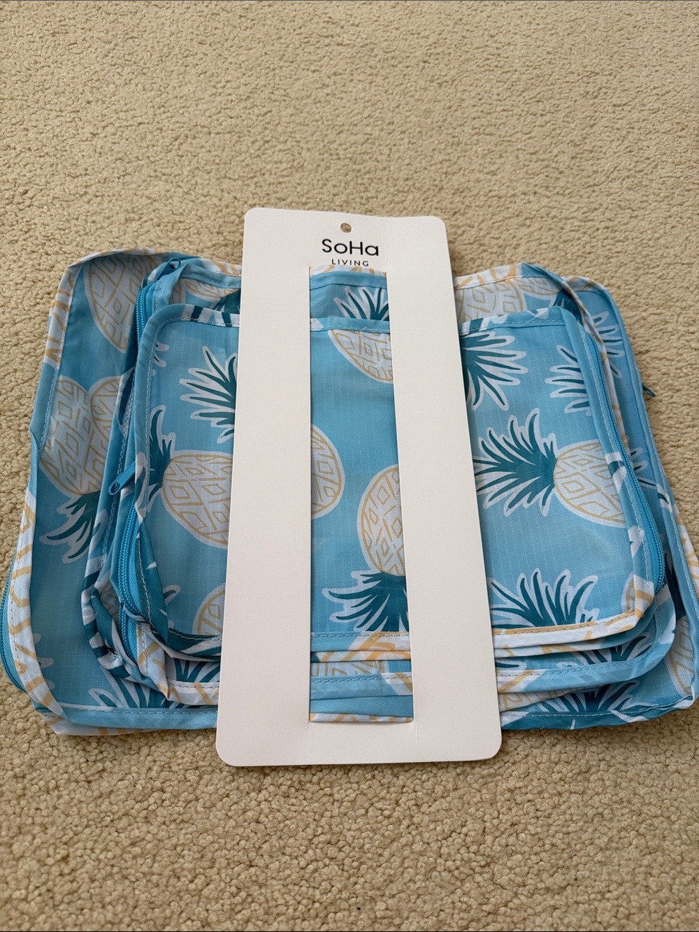 Blue Pineapple Travel Packing Cubes Set